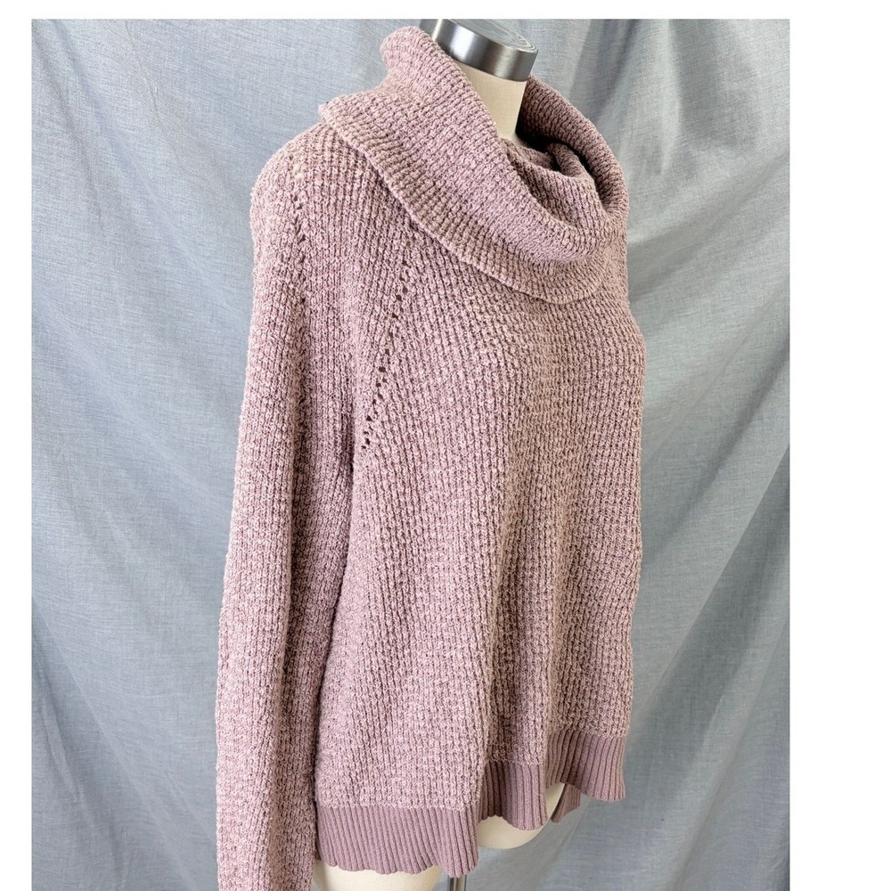 Free People By Your Side Mauve Chunky Cowl Neck Oversized Sweater Small
